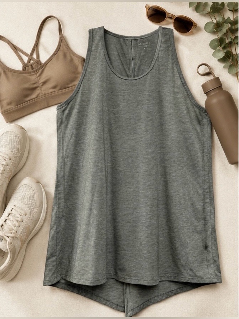 Athleta Gray Racerback Tank Top, Athletic Workout Yoga Running Activewear Large